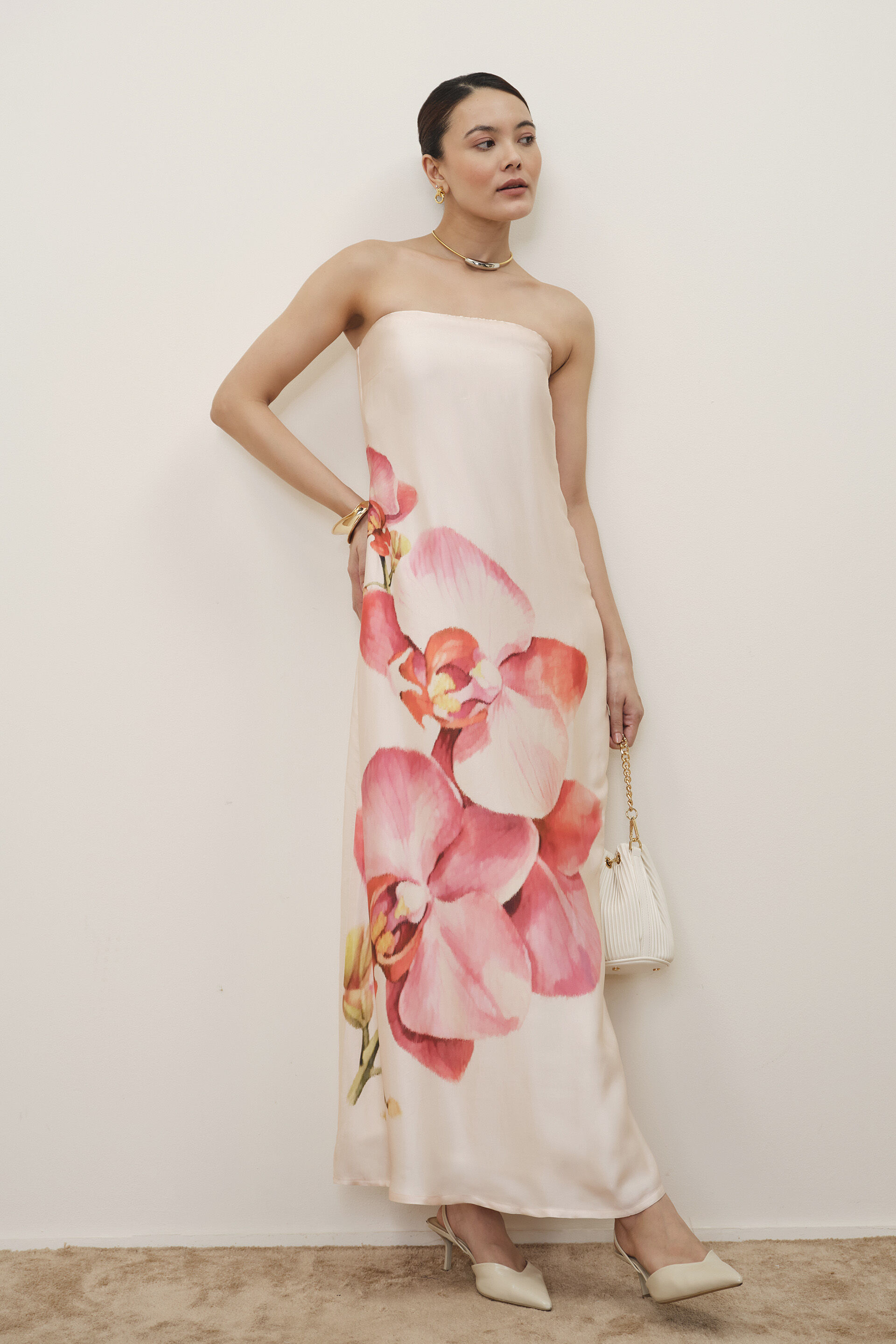 Pink Flower Modal Dress, Pink, image 2